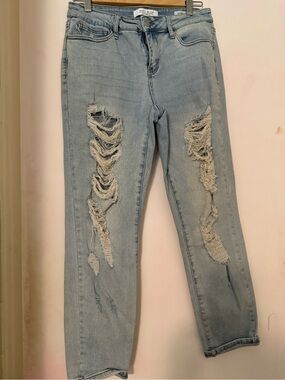 Judy Blue Light Blue Distressed Boyfriend Jeans